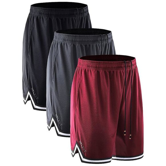 Other - Men's 7 inch Lightweight Workout Running Shorts 6085# 3 Pack,black/Grey/Red